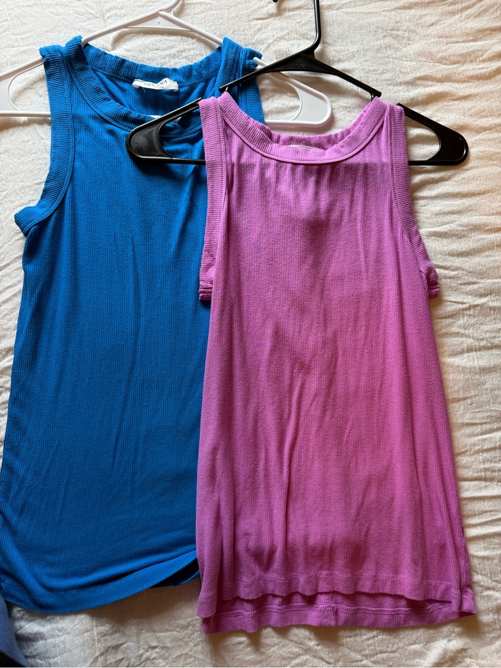 Everyday Ribbed Tank in Blue and Purple - Classic Scoop Neck